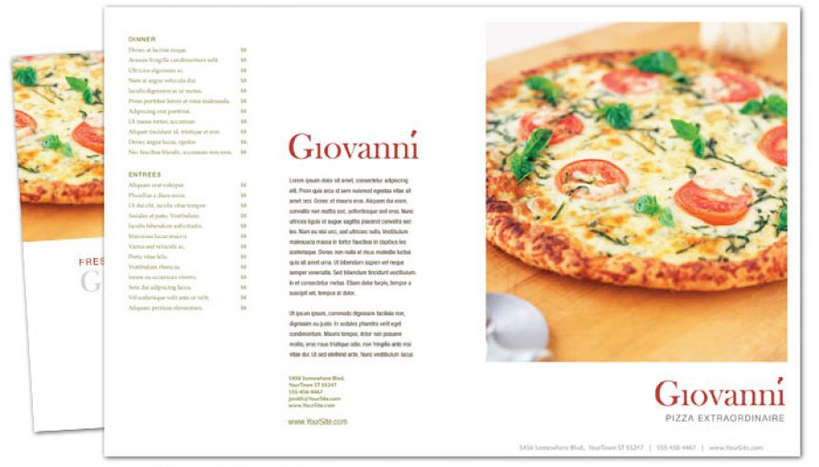 Pizza Restaurant Half Fold Brochure Design Layout